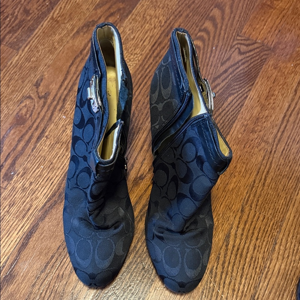 Coach Black Patterned Ankle Booties